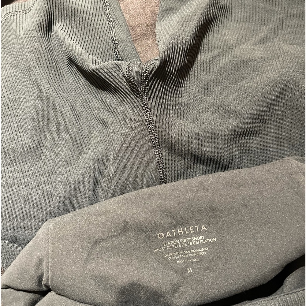 High-rise Green/Sage Athleta Biker shorts - Picture 2 of 3